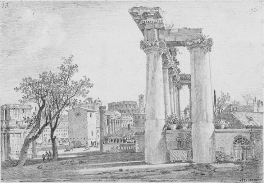 Louis-François Cassas, Temples de la Concorde et de Faustine, Colisée